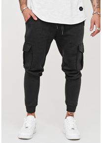 behype Herren Trainingshose "MATAY", grau, casual, Gr. S, 80% Baumwolle, 20% Polyester, Hosen, mit praktischen Cargotaschen