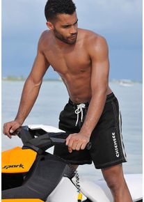 Chiemsee Herren Badeshorts, schwarz, Gr. M, unifarben, Microfaser, Polyester, Badehosen, sportliche Bade-Shorts, elastischer Bund, mit Außenkordel
