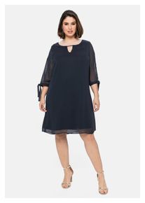 sheego Damen Chiffonkleid "Große Größen", blau, elegant, Gr. 56, unifarben, Obermaterial: 100% Polyester;Futter: 95% Viskose, 5% Elasthan, Kleider,