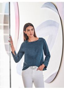 Heine Damen Jeansbluse, blau, Gr. 40, unifarben, 99% Baumwolle, 1% Elasthan, Blusen