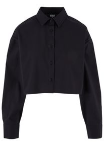 Urban Classics Damen Klassische Bluse "Urban Classics Damen Ladies Cropped Oversized Blouse", schwarz, Gr. L, 69% Baumwolle, 29% Polyester, 2%