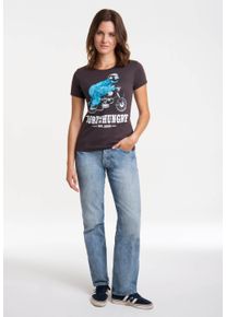 logoshirt Damen T-Shirt "Sesamstrasse – Krümelmonster Motorrad", grau, casual, Gr. L, bedruckt, 100% Baumwolle, Shirts, mit lizenziertem Print