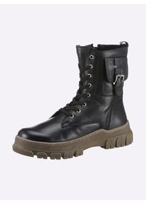 Andrea Conti Damen Schnürstiefelette, Gr. 38, schwarz, Leder, Glattleder, modisch, Schuhe