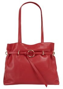 Samantha Look Damen Henkeltasche, rot, Leder, unifarben, leicht glänzend, Taschen, echt Leder, Made in Italy