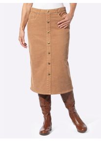 Inspirationen Damen Cordrock, braun, Gr. 40, unifarben, 98% Baumwolle, 2% Elasthan, Röcke