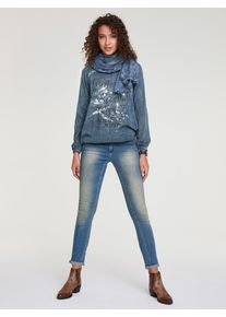 Heine Damen Schlupfbluse, blau, Gr. 48, bedruckt, gemustert, 100% Viskose, Blusen
