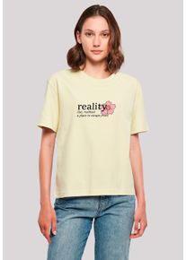 F4NT4STIC Damen T-Shirt "Alice im Wunderland Reality", gelb, casual, Gr. XS, Obermaterial: 100% Baumwolle, Shirts, Nostalgie, Retro Print, Kinderserie