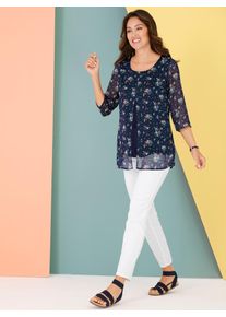 Classic Basics Damen Longbluse, bunt, Gr. 38, geblümt, gemustert, mehrfarbig, 100% Polyester, Blusen