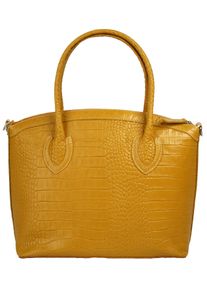 CLUTY Damen Henkeltasche, gelb, Leder, Taschen, echt Leder, Made in Italy