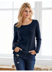 Heine Damen Rundhalspullover "Pullover", blau, Gr. 44, unifarben, 60% Viskose, 40% Baumwolle, Pullover