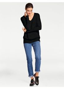 Heine Damen Strickpullover "V-Pullover", schwarz, Gr. 40, unifarben, 100% Kaschmir, Pullover