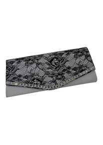 Steuer Damen Abendtasche "Satin-Optik mit feiner Spitze und Strass", silber, Taschen