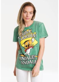 logoshirt Damen T-Shirt "Looney Tunes - Speedy Gonzales", grün, casual, Gr. S, bedruckt, 100% Baumwolle, Shirts, mit lizenziertem Print