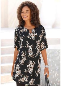 Lascana Longshirt mehrfarbig Gr. 32/34 für Damen. V-Ausschnitt und Allover-Druck. Figurumspielend