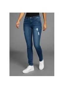 Skinny-fit-Jeans Arizona "Ultra-Stretch" Gr. 38, N-Gr, blau (schwarz, blau, used) Damen Jeans Mid Waist