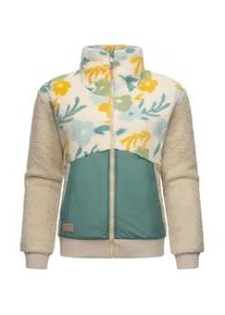 Fleecejacke Ragwear "Madaras Flower" Gr. XXXL (46), beige Damen Jacken Flauschige Übergangsjacke aus Teddyfleece