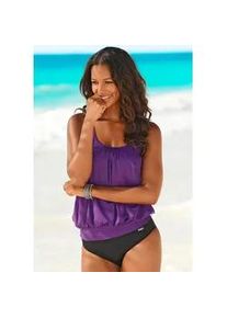 Oversize-Tankini Lascana Gr. 50, N-Gr, lila (aubergine) Damen Bikini-Sets Miederverstärkung am Cup, Unterbrustgummi rundum, verstellbare Träger