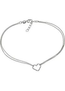 Fußkette Firetti "Schmuck Geschenk Silber 925 Körperschmuck Herz+LIEBE Ankerkette" Fußkettchen Gr. Silber 925 (Sterlingsilber), silberfarben (silber-925)