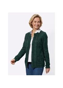 Jacquardstrickjacke Classic Basics Gr. 52, blau (petrol, meliert) Damen Strickjacken