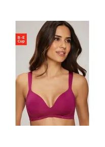 Bralette-BH s.Oliver Gr. 90, Cup E, lila (beere) Damen BHs ohne Bügel, mit feiner Spitze verziert, Dessous