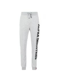 Jogginghose Alpha Industries "Alpha Industries Men - Jogger Big Letters Jogger" Gr. L, Normalgrößen, grau (grau heather) Herren Hosen