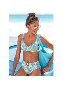 Bügel-Bikini-Top Sunseeker "Suva" Gr. 46, Cup D, blau (aquablau, bedruckt) Damen Bikini-Oberteile mit breiten Trägern