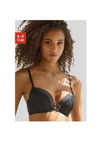 Push-up-BH Lascana Gr. 80, Cup B, schwarz Damen BHs mit sexy Bänderoptik vorn, Dessous