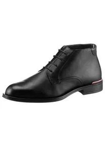 Schnürstiefelette Tommy Hilfiger "CORE RWB LTH L BOOT" Gr. 43, schwarz Herren Schuhe mit Streifen an der Ferse