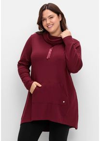 Große Größen Oversize-Longshirt mit weitem Kragen und Tunnelzug Gr. 52/54 rot von sheego für Damen