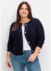Große Größen Kurze Strickjacke aus weichem Bouclé Gr. 56/58 blau von sheego für Damen