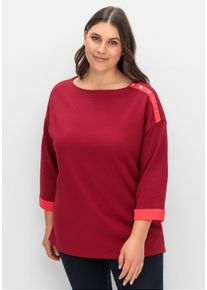 Große Größen Sweatshirt mit Zierknöpfen und Kontrastdetails Gr. 40/42 rot von sheego für Damen