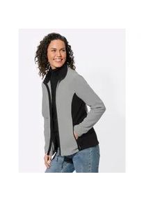 Fleecejacke Casual Looks Gr. 44, grau (steingrau, meliert) Damen Jacken