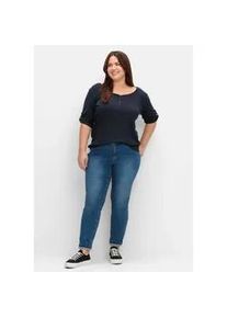 Stretch-Jeans sheego "Große Größen" Gr. 56, Normalgrößen, blau (blau denim) Damen Jeans im komfortablen Curvy-Schnitt VERENA