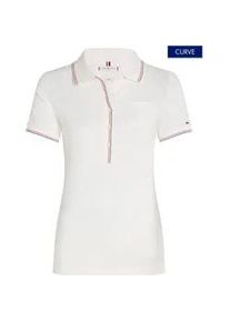 Poloshirt Tommy Hilfiger Curve "CRV SLIM RWB TIPPING POLO 1/2SLV" Gr. 46, weiß Damen Shirts Große Größen