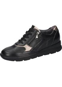 Waldläufer Sneaker WALDLÄUFER "H-BRUNI" Gr. 7 (40,5), schwarz (schwarz, bronzefarben) Damen Schuhe Freizeitschuh, Halbschuh, Schnürschuh in Bequemweite G (=weit)