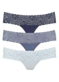 String Vivance Gr. 48/50, blau (eisblau, rauchblau, navy) Damen Unterhosen aus elastischer Baumwolle mit floraler Spitze