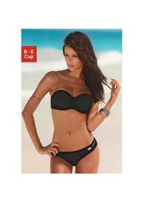 Bügel-Bandeau-Bikini Buffalo Gr. 42, Cup B, schwarz Damen Bikini-Sets trendiger Look, mit abnehmbaren Trägern, geflochtenen Details