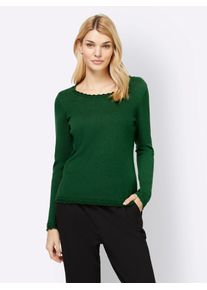 Heine Damen Rundhalspullover "Pullover", grün, Gr. 48, unifarben, 60% Viskose, 40% Baumwolle, Pullover
