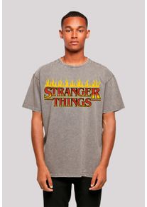 F4NT4STIC Herren T-Shirt "Stranger Things Fire Logo Men Netflix TV Series", grau, casual, Gr. M, Obermaterial: 100% Baumwolle, Shirts, Premium