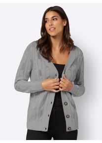 Classic Basics Damen Strickjacke, grau, Gr. 42, gemustert, unifarben, 100% Polyacryl, Strickjacken