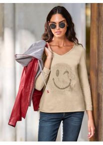 Heine Damen Langarmshirt "Shirt", beige, Gr. 40, unifarben, 100% Baumwolle, Shirts