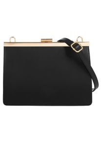 CLUTY Damen Umhängetasche, schwarz, Leder, Reptilienprägung, Taschen, echt Leder, Made in Italy