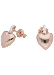 Smart Jewel Damen Paar Ohrstecker "Herz mit Zirkonia, rosé vergoldet, Silber 925", Silber 925 (Sterlingsilber), rosa, Silber 925 (Sterlingsilber),