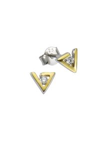 Vivance Damen Paar Ohrstecker "925 Silber zweifarbig Zirkonia", ONE-SIZE, Silber 925 (Sterlingsilber), gelb, Silber 925 (Sterlingsilber), Ohrringe