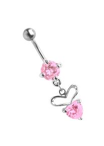 Adelia´s ADELIA ́S Damen Bauchnabelpiercing "Piercing Bauchnabelpiercing", rosa, Titan, Piercings, Banane mit rundem, gefasstem Zirkonia