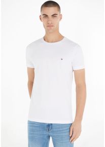 Tommy Hilfiger Herren T-Shirt "CORE STRETCH SLIM C-NECK TEE", weiß, Basic, Gr. XXL, Jersey, Obermaterial: 96% Baumwolle, 4% Elasthan, Shirts