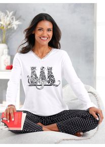 wäschepur WÄSCHEPUR Damen Schlafanzug, Gr. 36, schwarz-weiß, 50% Baumwolle, 50% Viskose, Homewear-Sets