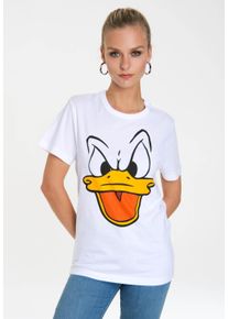logoshirt Damen T-Shirt "Donald Duck – Face", weiß, casual, Gr. XXL, bedruckt, 100% Baumwolle, Shirts, mit lizenziertem Originaldesign