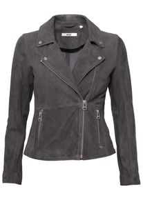 Maze Damen Lederjacke "42021160", grau, Gr. M, Obermaterial: 100% Ziegenvelour / Innenfutter: 100% Baumwolle/ Ärmelfutter: 100% Baumwolle, Jacken