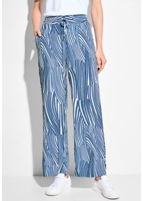 Cecil Damen Stoffhose, blau, casual, Gr. XL, gestreift, Stoff, 100% Viskose, Hosen, High Waist